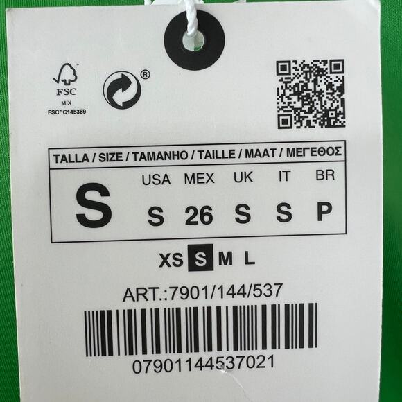 NWT Zara Green Tied Blazer Dress Sleeveless Mini Short V-Neck 7901/144 S NEW - Picture 7 of 8